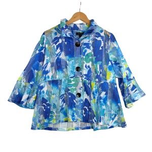 Damme Abstract Print Mesh‎ Jacket size Large BLue/Green/Purple